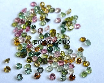 Turmalina multicolor natural de corte redondo de 1,75 mm facetada, calidad AAA - Turmalina multicolor suelta