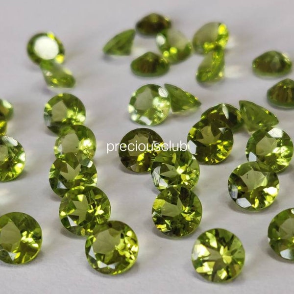 Perdot 5 MM Round Natural Myanmar Green Faceted Cut Loose Gemstone AAA