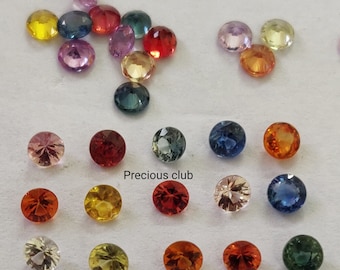 Natural only heated Multicolor sapphire 2 mm Round Brilliant cut aaa quality- Loose Brilliant cut Multicolor Sapphire