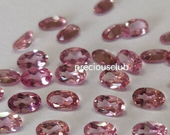 100 pc wholesale lot of Natural Pink Tourmaline Faceted Oval 3x5mm to 4x6mm Super top Quality AAA Quality - loose Pink Tourmaline Faceted