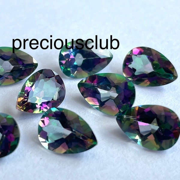 Natural 4x6 Mystic Topaz Pear Faceted AAA Quality - Top mystic Topaz Pear Faceted