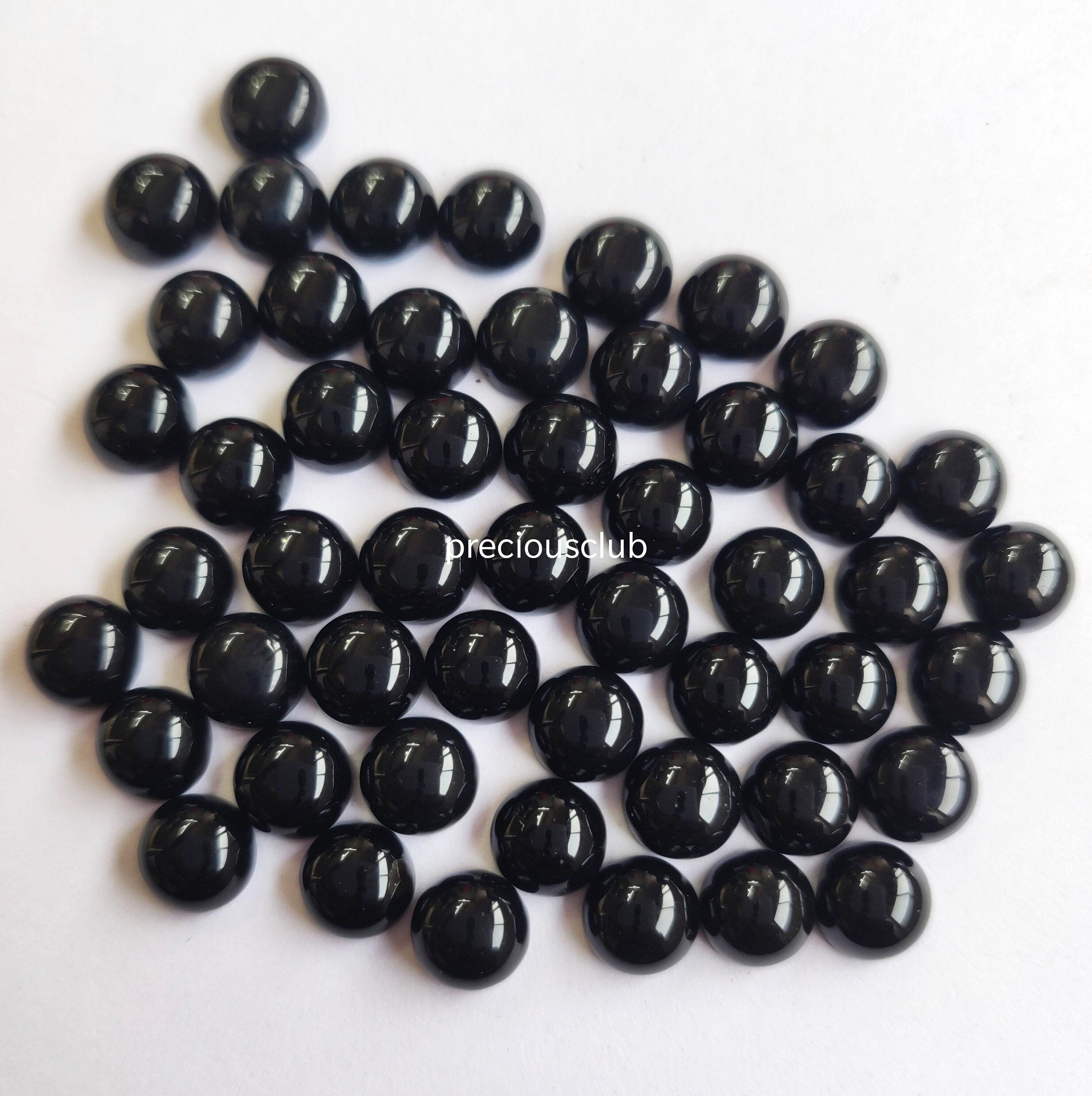 天然ブラックオニキス 5mm ラウンドカボション - AAA品質のブラック