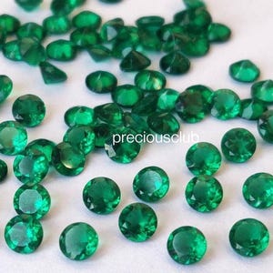 Lab Created 3mm Super Top Quality Round Faceted Emerald - Lab created Super Top Emerald