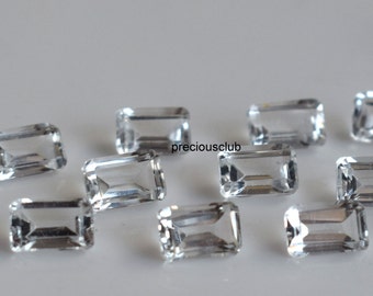 Natural White Topaz Octagon cut 4x6 Faceted -Loose faceted white topaz octagon AAA Quality