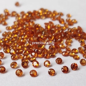 Natural Hessonite orange Garnet Round cut 2mm Faceted - AAA Quality loose Hessonite orange Garnet