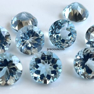 100 pc Wholesale lot of Natural Sky Blue Topaz Round Cut 3 mm t0 11 mm Faceted - Loose Topaz AAA High Quality