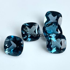 Natural 9mm Top Quality London Blue Topaz Cushion Faceted AAA Quality - Super Top London Blue Cushion Topaz