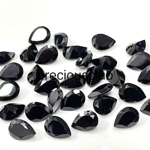 Natural Black Spinel 5x7mm Pear Faceted cut AAA Quality - Loose Black Spinel Pear Cut