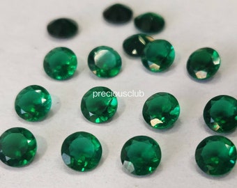 Lab Created 5 MM Super Top Quality Round Faceted Emerald - Lab created Super Top Emerald