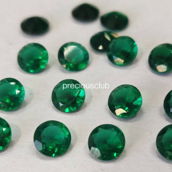 Lab Created 5 MM Super Top Quality Round Faceted Emerald - Lab created Super Top Emerald
