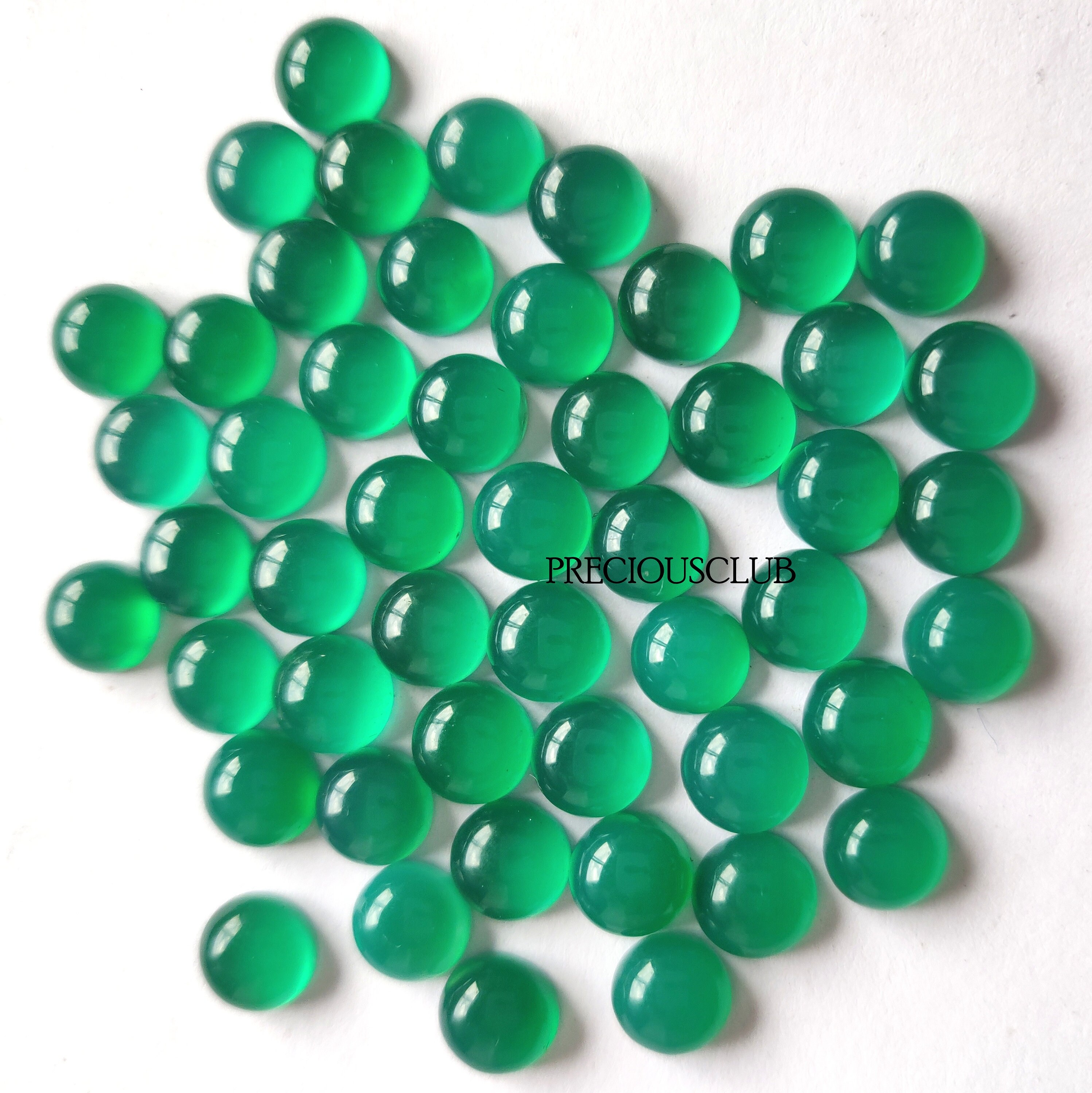 Natural Green Onyx 7mm Round Cabochon - Loose Green Onyx AAA