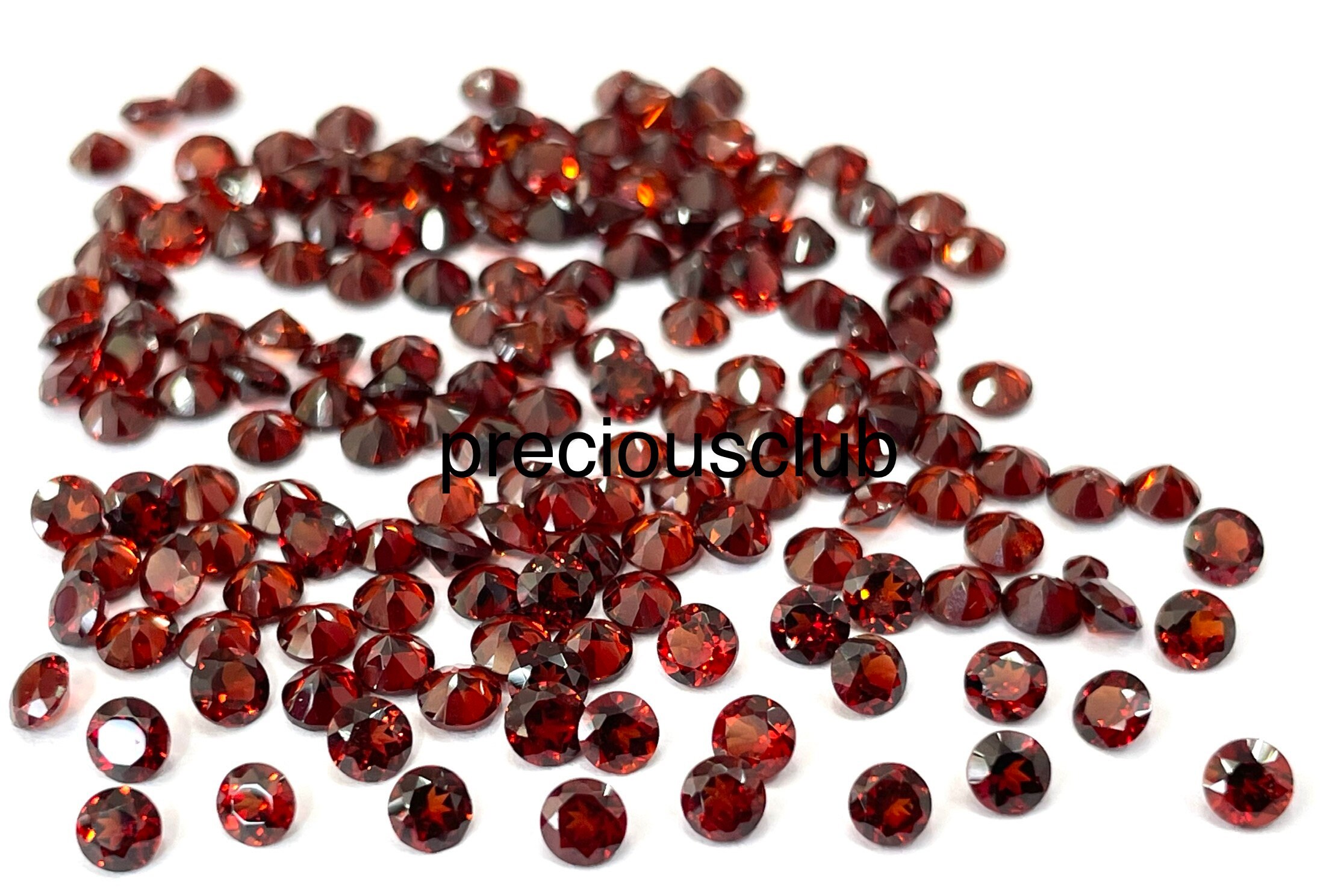 thumbnail image 2 of Natural Red Garnet Cabochons, Round Loose Gemstones 3mm To 8mm, Lot For Jewelry Making 2 of 5