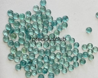 Cabochon rond naturel rare de tourmaline sarcelle de 3 mm de qualité AAA - bleu verdâtre ombre Paraiba 3 mm tourmaline