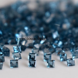 Natural London Blue Topaz Square Cut 2mm Faceted - Loose topaz AAA High Quality