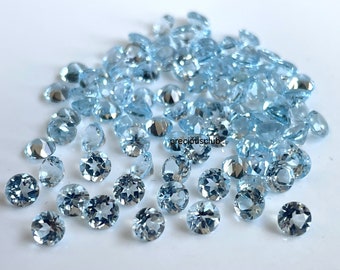 Natural Sky Blue Topaz Round Cut 5mm Faceted - Loose topaz AAA High Quality