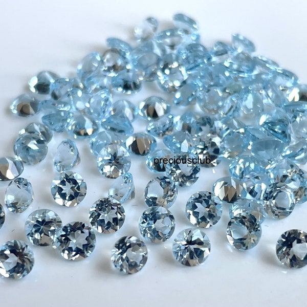 Natural Sky Blue Topaz Round Cut 5 mm Faceted - Loose topaz AAA High Quality