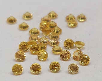 Natural Only Heated Yellow Sapphire 3 mm Round Brilliant Faceted cut AAA QUALITY