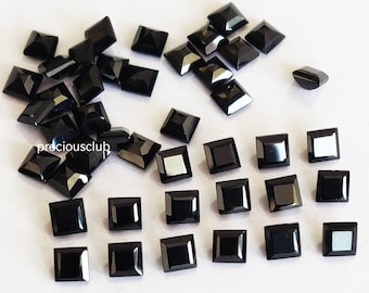 Natural Black Spinel 4mm Square Faceted cut AAA Quality - Loose Black Spinel