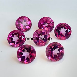 Natural 8mm Coated  Pink Topaz Round Faceted AAA Quality - Good Pink Color Topaz Round Faceted