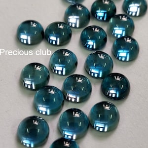 Natural London Blue Topaz Round 5mm Cabochon - Loose Topaz AAA High Quality