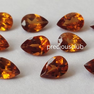 Natural Hessonite orange Garnet Pear 6x8mm Faceted - AAA Quality loose Hessonite orange Garnet Pear