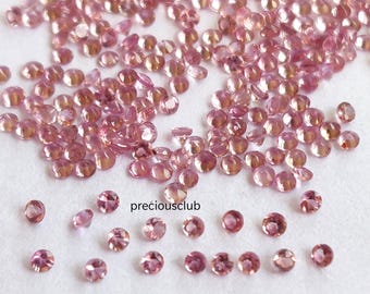 Turmalina rosa natural redonda facetada de 1,5 mm de calidad AAA - Turmalina rosa facetada rara
