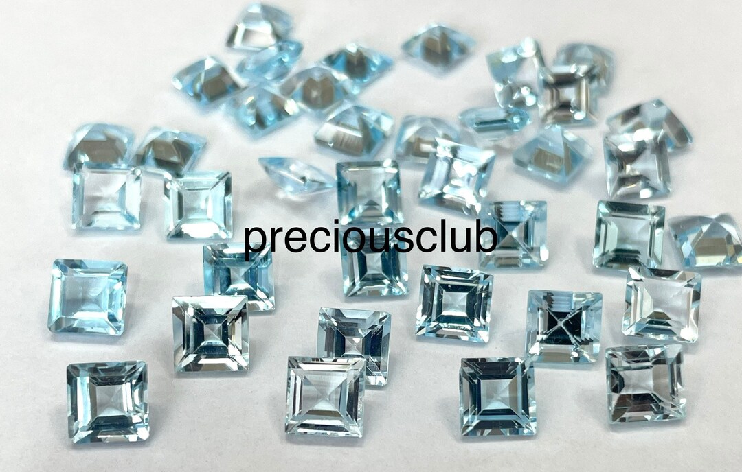 Natural Sky Blue Topaz Square Cut 5mm Faceted - Loose Topaz AAA Quality ...