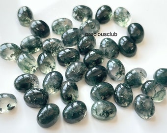 Natural AAA Quality Moss Agate 6x8mm Oval Cabochon Top Quality - loose moss agate