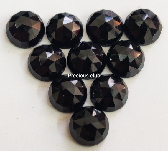 天然ブラックスピネル ラウンド ローズカット 6 mm - AAA 最高品質