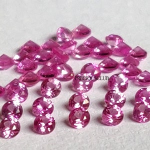 Solo Zaffiro Rosa Naturale Riscaldato 2,5 mm Taglio Brillante Rotondo Sfaccettato QUALITÀ AAA