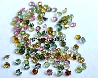 Turmalina Multicolor Natural de Corte Redondo de 2 mm Facetada Calidad AAA - Turmalina Multicolor Suelta