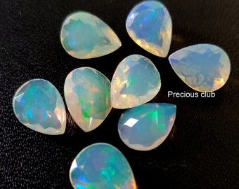 Naturalny etiopski fasetowany opal w kształcie gruszki, 4 x 6 mm, jakość AAA, ognisty blask etiopskiego opalu