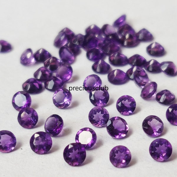 Natural Amethyst Round 3mm Faceted - Loose Amethyst AAA Top Quality