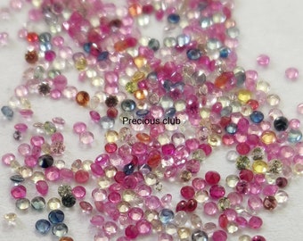 Natural only heated Multicolor sapphire 1.5 mm Round Brilliant cut aaa quality