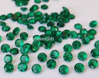 Lab Created 3 MM Super Top Quality Round Faceted Emerald - Lab created Super Top Emerald