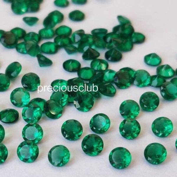 Lab Created 3 MM Super Top Quality Round Faceted Emerald - Lab created Super Top Emerald