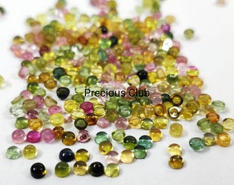 Natural Tourmaline Multicolor Round 2mm Cabochon  AAA QUALITY- Loose Multicolor Tourmaline
