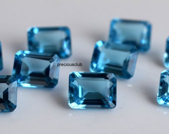天然スイスブルートパーズ オクタゴンカット 5 x 7 mm ファセット
