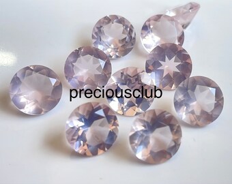 天然ピンクローズクォーツ 9mm ラウンドファセット AAA品質 - ルース