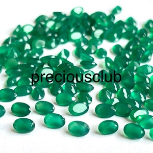 Natural Green Onyx 6x8mm Oval Faceted - Loose Green Onyx AAA Quality