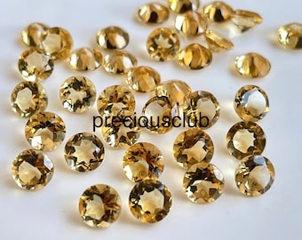 Natural Yellow Citrine Round 7mm Faceted - Loose Citrine AAA Top Quality