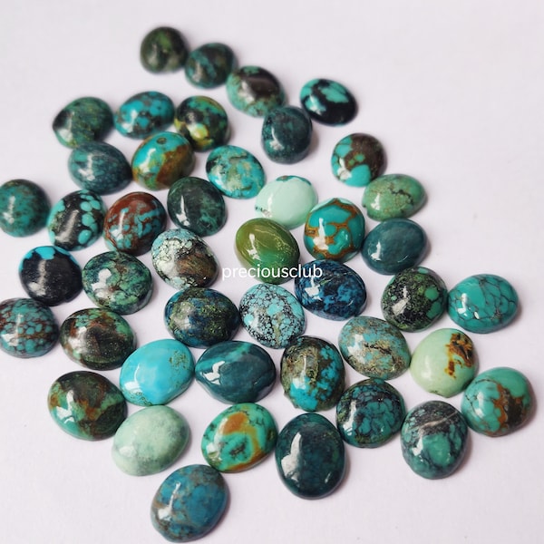 Natural Tibetan Turquoise Oval Cabochon 3x5mm To 8x10 mm  AAA Quality  - Loose Tibetan Turquoise Oval