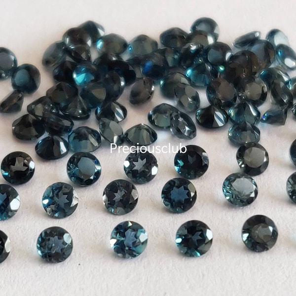 Natural London Blue Topaz Round Cut 2.5 mm Faceted - Loose topaz AAA High Quality