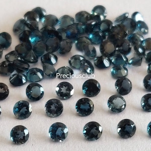 Natural London Blue Topaz Round Faceted 2mm - Loose topaz AAA High Quality