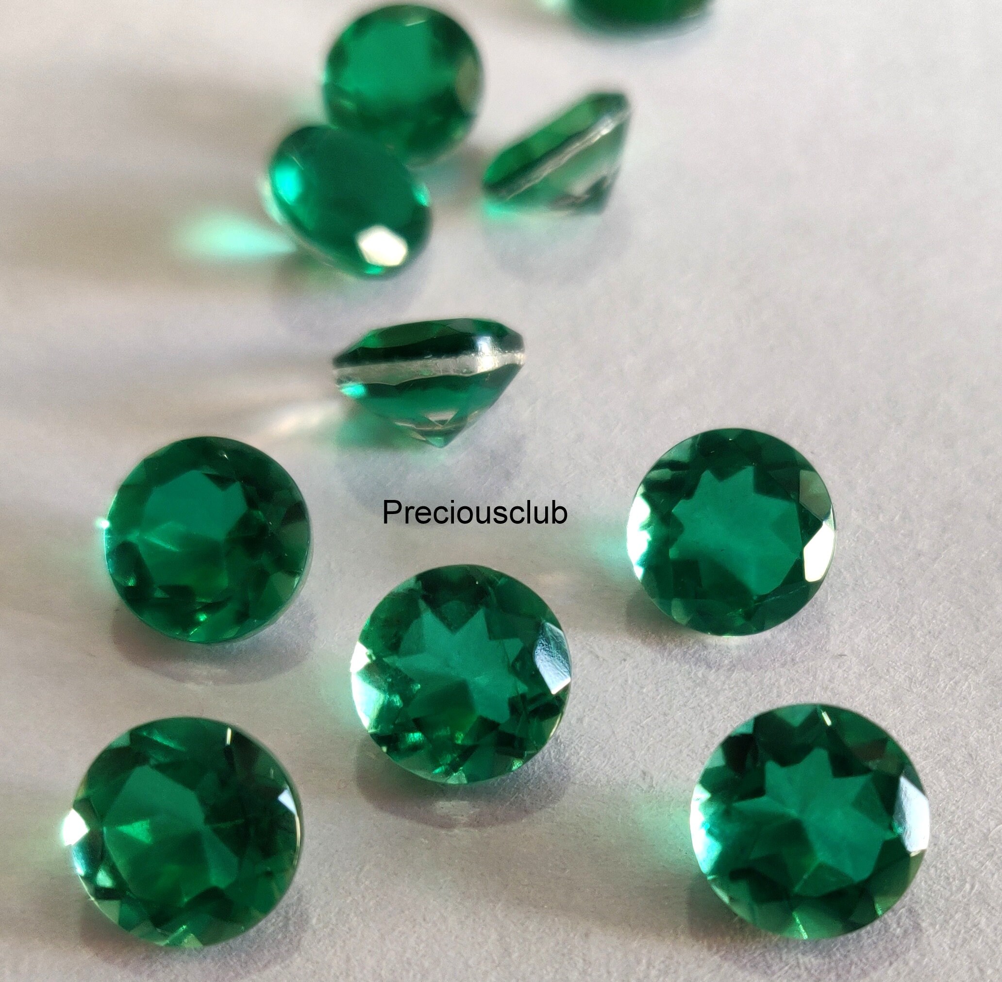 Lab Made 8 MM Super Top Quality Round Faceted Emerald Grown Etsy UK