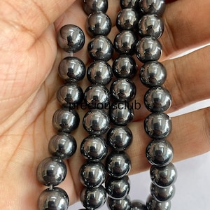 Natural 4mm to10 mm Black Hematite round 13 Inch Bead Strands - Top quality Black Hematite Round beads