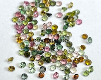 Turmalina multicolor natural de corte redondo de 2,5 mm facetada, calidad AAA - Turmalina multicolor suelta