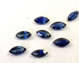 天然のみ加熱ブルーサファイア 2 x 4 mm マーキスファセットカット AAA