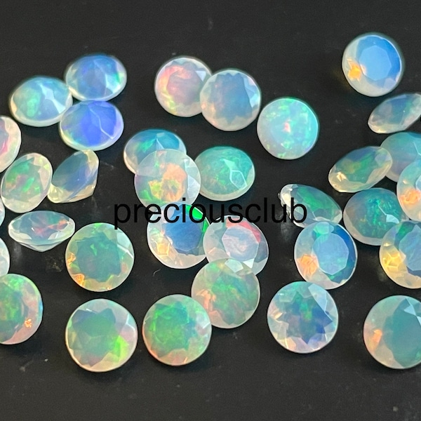 Natural Ethiopian Faceted cut Opal Round 5mm , AAA Quality,Top Fiery Flash Ethiopian Opal