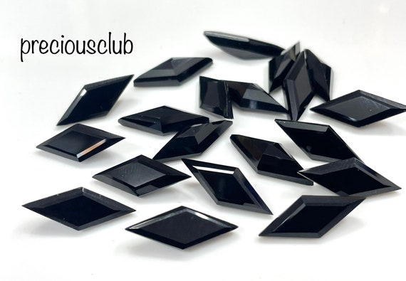 Natural Lozenge Shape Black Onyx 8x20mm Faceted AAA Quality -fancy